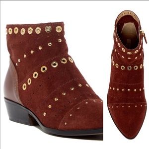 New Geox Respira Kennity suede bootie in burgundy